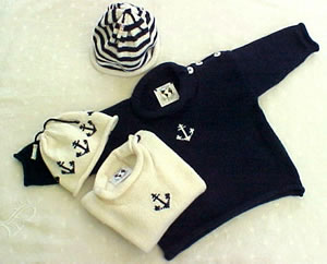 Seashore Ivory and Navy Anchor Sweaters and Hats