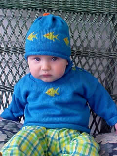 Baby wearing Little Fishy Sweater